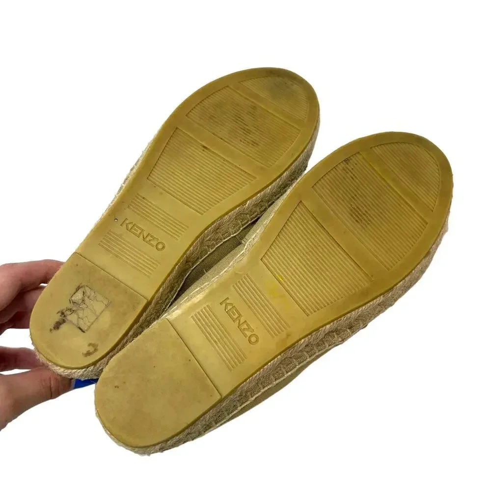 Kenzo Beige Classic Tiger Embroidered‎ Espadrilles Beige Tan Size 38 / US 6.5